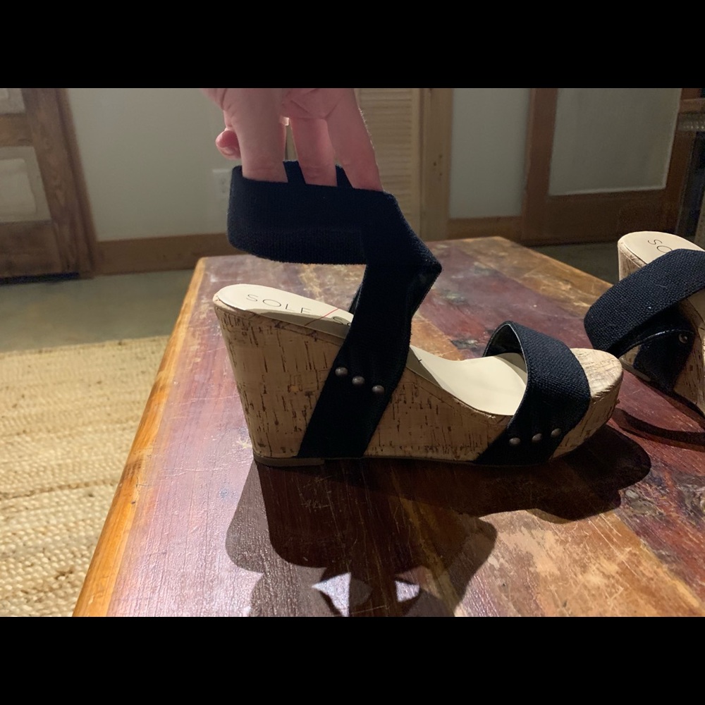 Sole Society black spandex wedges